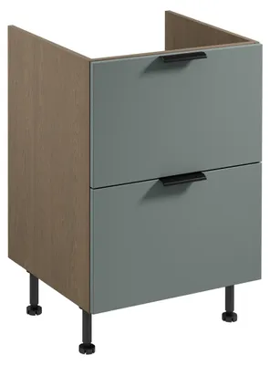 Immagine prodotto di Mobiletto da cucina con cassetto inferiore SALERNO - larghezza 60 cm, blu tempesta / verde