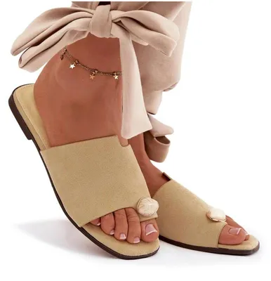 Produktbild von Damen flache Sandalen mit dekorativem Detail Eko Wildleder Gelb Selavine 37