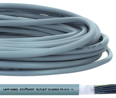 Immagine prodotto di 10 metri Lapp 0026134 ÖLFLEX CLASSIC FD 810 Cavo di comando 7x1 mm² grigio con conduttore di protezione verde-giallo I Cavo per catene portacavi altamente flessibile Cavo in PVC per catene portacavi 7G1 mm2 I Cavo di comando a 7 conduttori