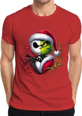 Produktbild von Nightmare before Christmas Grinch Skelett - Weihnachten Christmas Xmas Herren T-Shirt, Rot, L