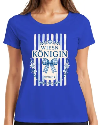 Imagen del producto de Reina de la  2026, diseño de flores, traje tradicional, pantalones de cuero, camiseta para mujer, azul, talla S