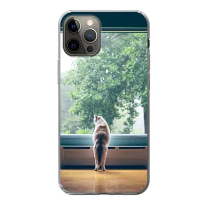 Produktbild von MuchoWow® Handyhülle Schutzhülle Hülle für iPhone 13 Pro Katze - Fenster - Pflanzen Silikon Softcase Handy Hülle - Handy-Tasche