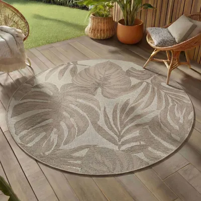 Immagine prodotto di Carpetsale24 Tappeto da Esterno Impermeabile e Resistente ai Raggi UV Ideale per Cucina Balcone Terrazza Giardino Soggiorno Dimensioni: 80 cm Rotondo