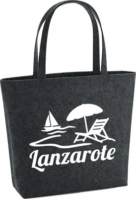 Produktbild von Huuraa Filzshopper Lanzarote Inselmotiv Spanien 22 Liter Charcoal Melange Filztasche Geschenkidee