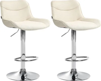 Produktbild von 2er Set Barhocker Vonore Stoff chrom creme