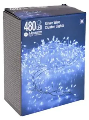 Immagine prodotto di Catena luminosa a grappolo di LED in filo d'argento, bianco freddo, 480 LED, 230V~, IP44, 9,8 m