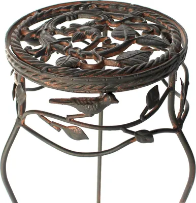 Zdjęcie produktu dla Stołek na kwiaty Metalowy Czarny Okrągły 65 cm Stojak na kwiaty 18215 Kolumna na kwiaty Antyczny Stojak na rośliny Stołek na rośliny Vintage