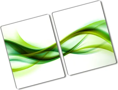 Produktbild von Tulup Glas Herdabdeckplatte - 2x40x52 cm - Glaskeramikkochfeld-Abdeckung Spritzschutz Glasabdeckplatte Kochplattenabdeckung und Schneidebrett - Zweiteilig - Kunst: modern & klassisch - Wellen Abstrakt - Grün