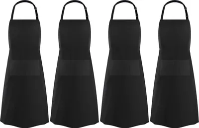 Produktbild von 4 Stücke verstellbare Schürze mit 2 Taschen, Kochenschürze Küchenschürze für Küche, Restaurant, café