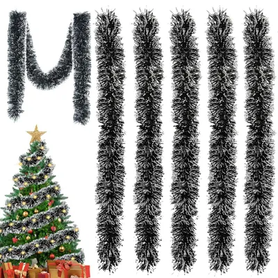 5 Tannengirlanden, 10 m, Grün/Weiß, Weihnachtsdekoration
