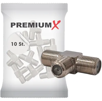 Produktbild von PremiumX 10x T-Verteiler 3x F-Buchse Splitter Verbinder für Koax- und Antennenkabel