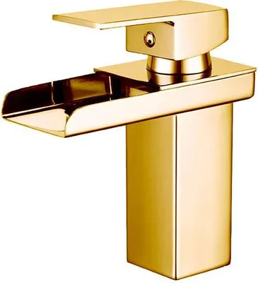 Produktbild von Wasserhahn Bad Wasserfall Wascbecken Armatur Badarmatur Mischbatterie Bad Waschtischarmatur Waschbeckenarmatur, gold