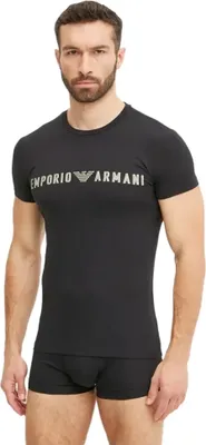 Immagine prodotto di T-shirt uomo EMPORIO ARMANI  maglia mezza manica girocollo cotone elasticizzato con logo stampato articolo EM000375 AF10772, M, Cotone 95%,Spandex 5%