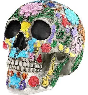 Productafbeelding van Herskenmodel van een schedel, menselijk, met een kleurrijk bloemenpatroon
