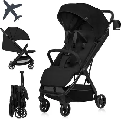 Productafbeelding van Reisbuggy - Lichtgewicht buggy - Compact reizen - Automatisch opvouwbaar - 75 kg - Zwart