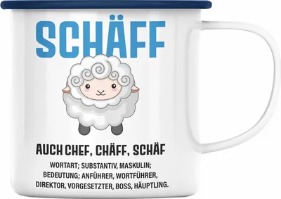 Produktbild von Trendation - Chef Emaille Tasse Geschenke Lustig Emaille Emaille Tasse Abschied Spruch Geschenkidee (Blau)