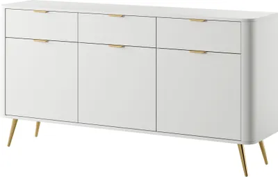 Produktbild von Selsey Oval - Sideboard Kombikommode mit drei Schubladen, Weiß, 163,5 cm breit