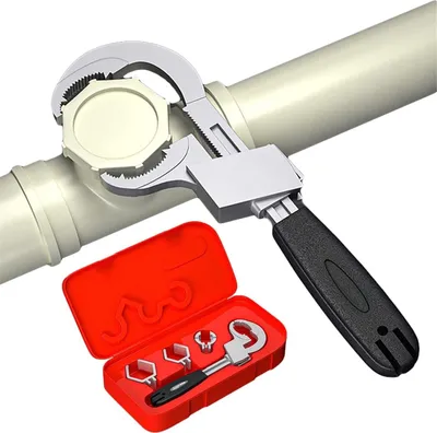 Immagine prodotto di UniWrench Chiave Universale Regolabile 3 in 1 fino a 80 mm – Chiave Inglese in Alluminio con 3 Inserti per Dadi e Tubi