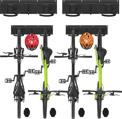 Produktbild von VOUNOT® Fahrrad Wandhalterung für 4 Fahrräder + 2 Helme, mit 4 Silikon-Schutzpolstern, Schwarz
