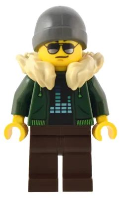 Image de LEGO Minifigurine : Voyageur, homme, sweat à capuche vert foncé, jambes marron foncé (bdp087)