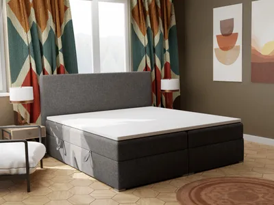 Produktbild von FEDVE Boxspringbett Schlafzimmerbett KOLORADO mit 2 Bettkästen, Doppelbett mit Bonell-Matratze und Topper 180x200