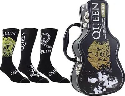 Produktbild von Queen Socks 3 Pack In Guitar Tin One Size Socken