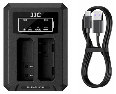 Zdjęcie produktu dla Podwójna Ładowarka USB-C na 2x Akumulator Bateria NIKON EN-EL14 / EN-EL14a / DCH-EL14TC