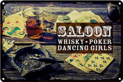 Produktbild von Blechschild Spruch Saloon Whisky Poker Dancing girls 30x20cm