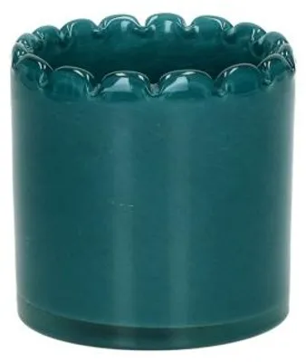 Obrázek produktu pro Pomax, svícen "Waves", sklo, tyrkysová barva, průměr 8 cm, výška 8 cm
