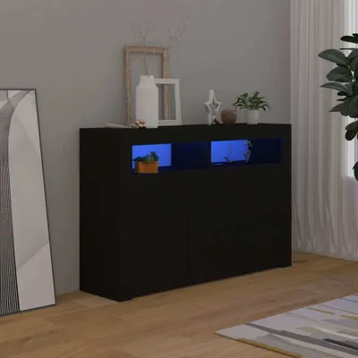 Obrázok produktu pre The Living Store Príborník s LED osvetlením čierny 115,5x30x75 cm