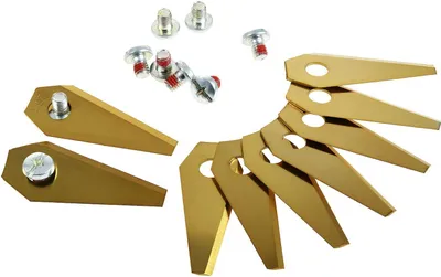 Produktbild von 9x Ersatz-Messer Titan Klingen / Schneid-Klingen (1mm) kompatibel mit Bosch Indego Mähroboter Gold