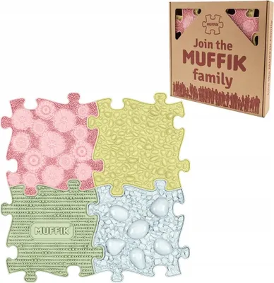 Zdjęcie produktu dla Muffik Zestaw Mat Sensorycznych Ortopedycznych Pastelowych - 4 Elementy