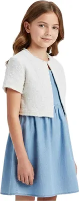 Produktbild von Zara Mädchen Bolero aus Baumwolle mit kurzen Ärmeln in Ecru 152