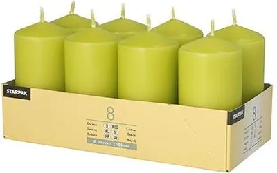 Produktbild von Papstar Stumpenkerzen Ø 50 mm 100 mm kiwi, 6 x 8 Stück