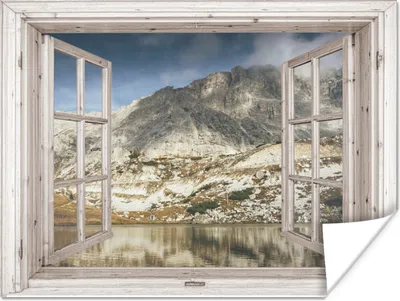 Produktbild von MuchoWow® Poster Durchsichtig - Holz - Berg 120x90 cm - Wandbild