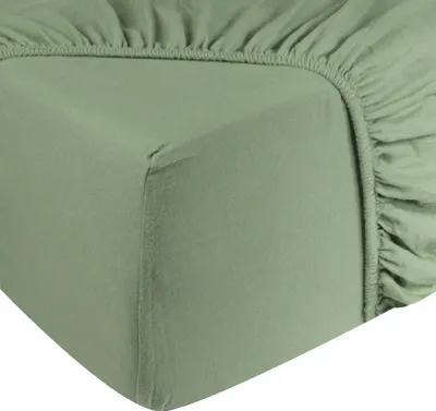 Produktbild von DoubleDry Spannbettlaken Jersey 160x200cm - 100% Baumwolle - Spannbetttuch - 28cm Steg - Grün