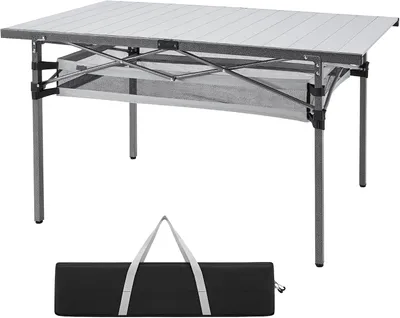 Produktbild von Campingtisch – Ausziehbarer und zusammenklappbarer Gartentisch aus Aluminium für 4-6 Personen – 136x70 cm – Schwarz