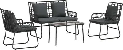 Produktbild von vidaXL Gartenmöbel Set 4 pcs Schwarz und Anthrazit Poly-Rattan