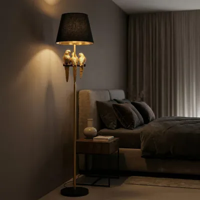 Obrázok produktu pre Stojacia lampa zo zlatého kovu s papagájmi ø 37x164,5 cm