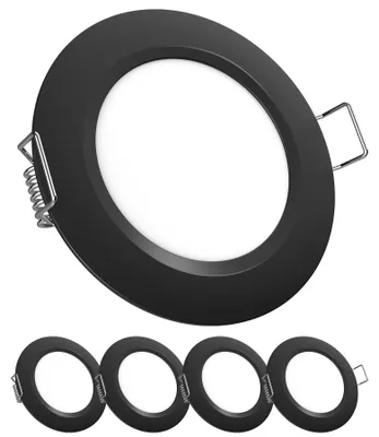 4x 12V LED-Einbaustrahler, flach, 3000K, warmweiß, Aluminium, schwarz
