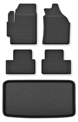 Produktbild von Gummimatten + Kofferraumwanne für Opel Karl 2015- (Standard-Kofferraum) – Schwarz, Semi-Universal, angepasst – Wielganizator Semi-Universal