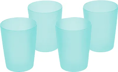 Produktbild von Trinkbecher aquamarin aus Kunststoff 4 x 250 ml wiederverwendbar, spülmaschinenfest, Becher für Kindergeburtstage, Parties, Picknicks, Grillabende,