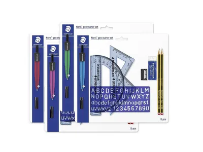 Image de STAEDTLER Noris 550 Set de géométrie - 12 pièces - couleurs assorties