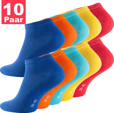 Produktbild von Damen & Herren Sneaker Socken Kurz (10 x Paar) für Frauen & Männer aus Baumwolle Einfarbig | Damensocken Quarter Sneakersocken Füßlinge 10 Paar | Funfarben 35-38
