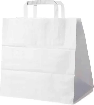 Produktbild von 50 Weiße Papiertragetaschen 32 + 21 x 33 cm – Tortentragetaschen mit Innenhenkel
