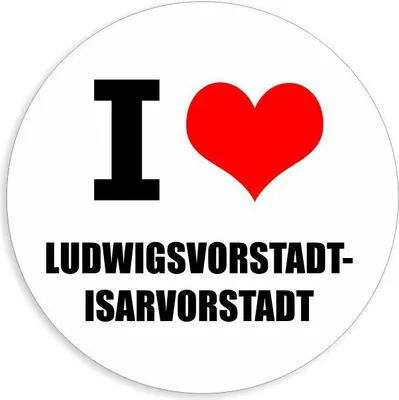 Produktbild von Kiwistar - Autoaufkleber - 8x8 cm - außen klebend - I love Ludwigsvorstadt-Isarvorstadt für Auto, Laptop, Fahrrad, LKW, Motorrad Aufkleber mehrfarbig Sticker Decal