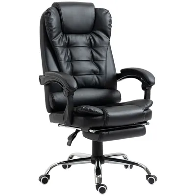 Image de HOMCOM Fauteuil de bureau fauteuil manager grand confort dossier inclinable roulettesPolyuréthane64,5 x 69 x 117 cm noir