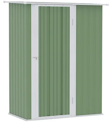 Obrázek produktu pro Kovová zahradní budka na nářadí | Barva: světle zelená | Rozměry: 84 x 142 x 189 cm