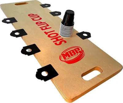 Produktbild von Trinkspiel | Flip Cup Holz Board inkl. 10x 2 Oz Cups + Ball Launcher | Party-Spiel für Junggesellenabschiede, Geburtstage und Feiern | Flip Cup Geschicklichkeitsspiel