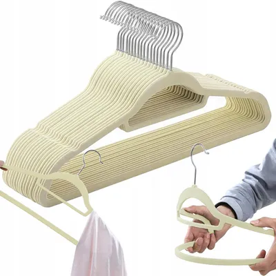 Produktbild von Maxi-Kleiderbügel aus Samt, 20er-Set - beige